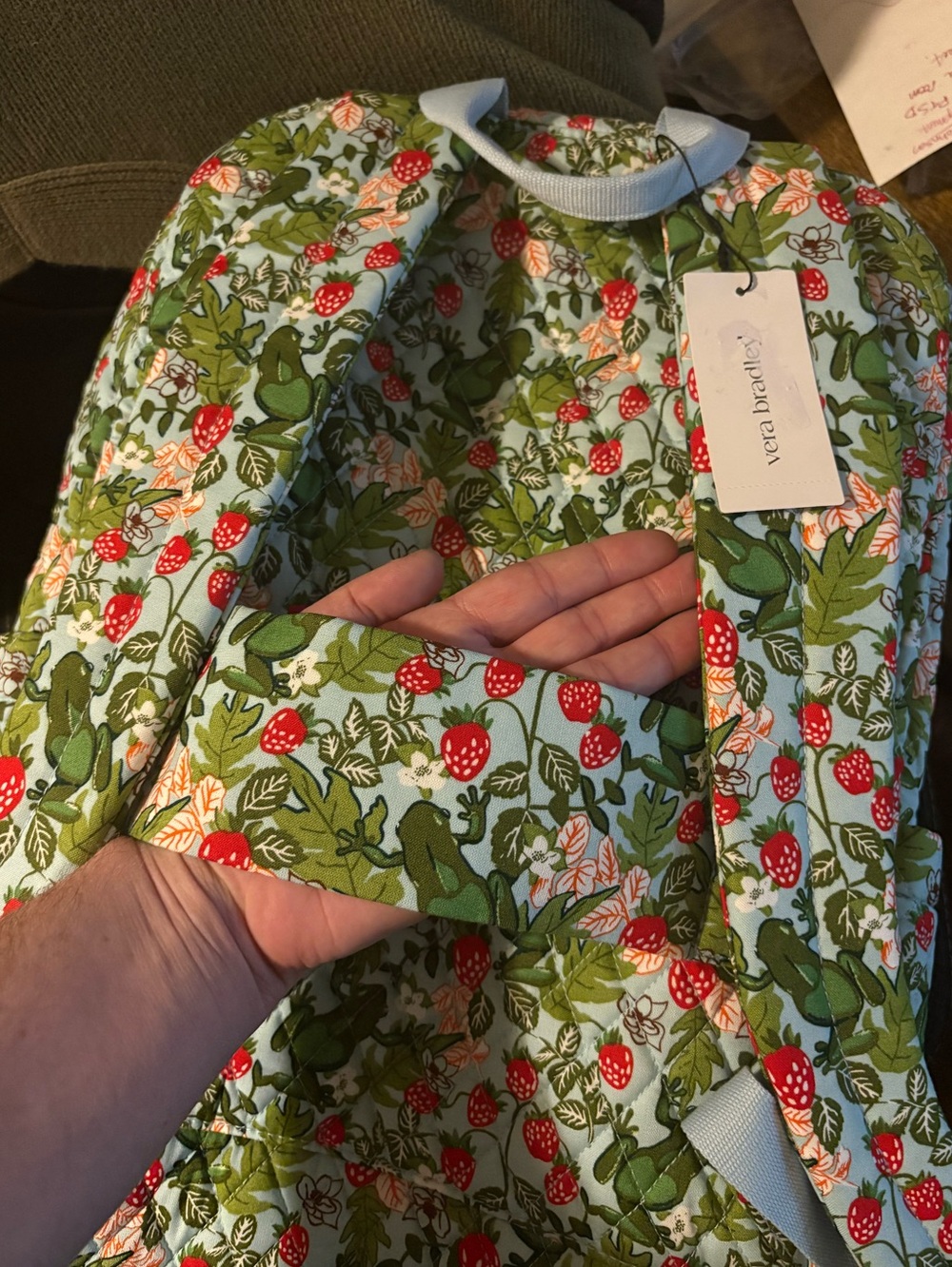 Vera Bradley Frogberry Garden Blue Essential 17” Laptop Large Backpack NWT - Picture 8 of 8